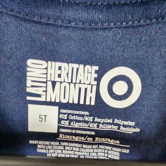 Unisex Kids Navy Shirt Dream Big Short Sleeve Crew Neck Latino Heritage Size 5T - Picture 3 of 9